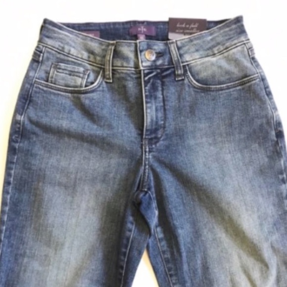 NWT NYDJ Clarissa Ankle Jeans Womens 0 Blue Raw Hem Not Your Daughters Skinny - Picture 4 of 10